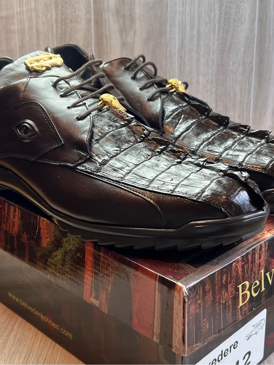 Belvedere Vasco Hornback Crocodile Leather Shoes – Tabac Brown – Size 12 main image 16